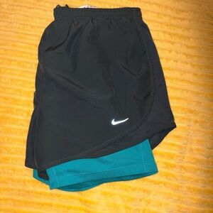 Nike Black Running Shorts with Teal Inner Liner